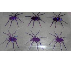 6 Buegelpailletten Spinnen Hologramm lila